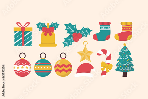 Christmas Decoration Icon Illustration Set