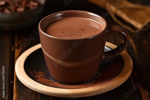 cropped coaster under a steaming cup of hot chocolate