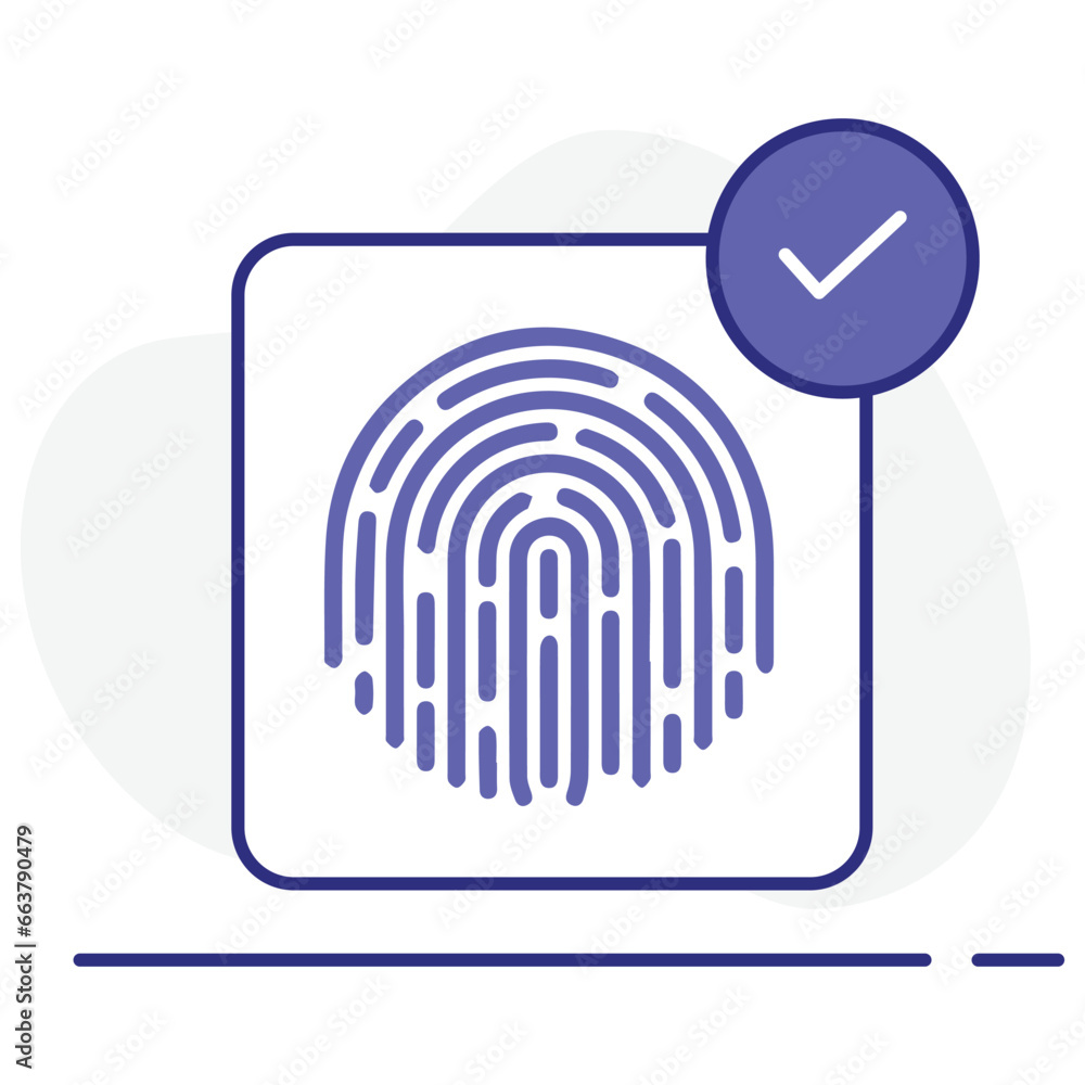 Fingerprint authentication. Verified access. Biometric identification. Biometric Access Granted. Editable Stroke. Fingerprint authentication. Verified access. Biometric identification. Biometric Access Granted. Editable Stroke.