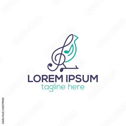 Modern music bird and note logo vector, Music bird logo design vector template