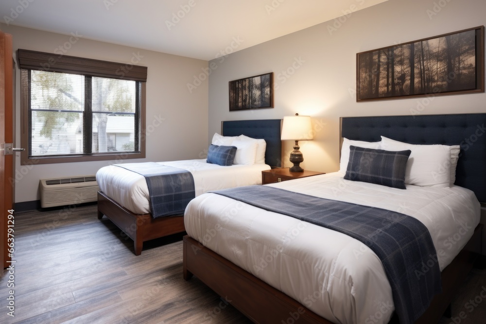 Fototapeta premium bedroom with small bed next to large beds
