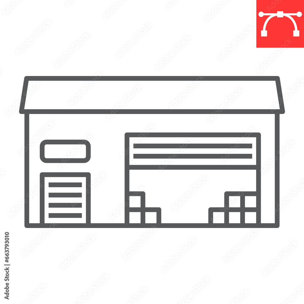 Warehouse line icon, logistic and storage, storehouse vector icon, vector graphics, editable stroke outline sign, eps 10.