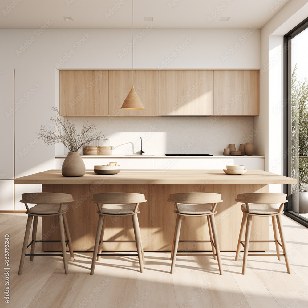 modern kitchen interior with kitchen. Generative AI modern kitchen interior with kitchen. Generative AI