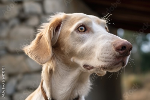 a dog with its head tilted, as if listening