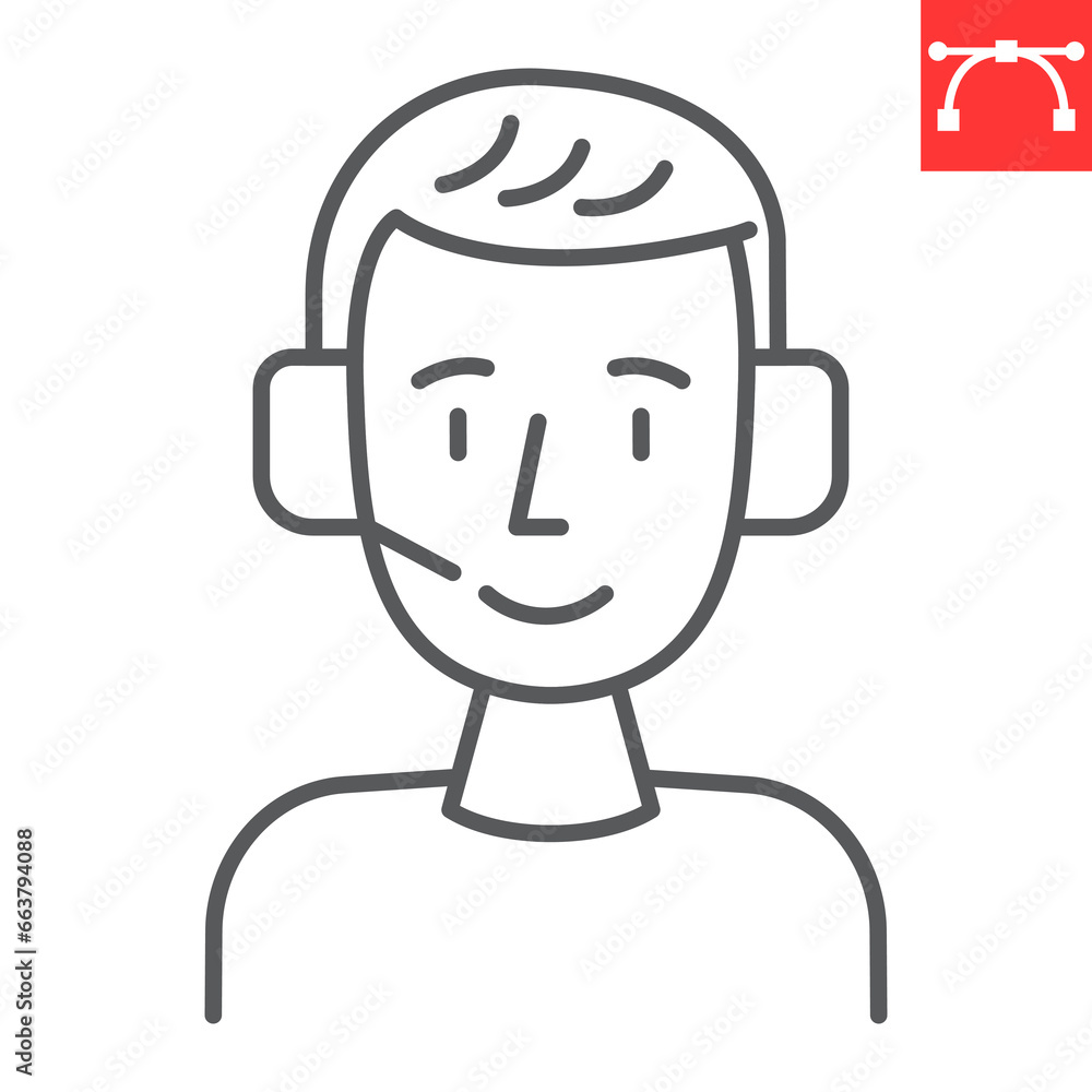 Customer support line icon, call center and help, customer service vector icon, vector graphics, editable stroke outline sign, eps 10. Customer support line icon, call center and help, customer service vector icon, vector graphics, editable stroke outline sign, eps 10.