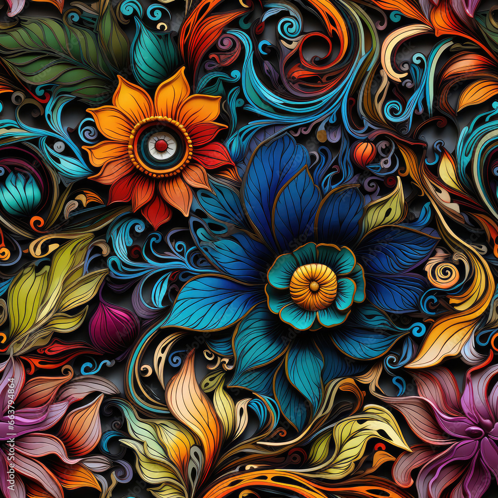 Intricate abstract oil paint colorful repeat pattern Intricate abstract oil paint colorful repeat pattern