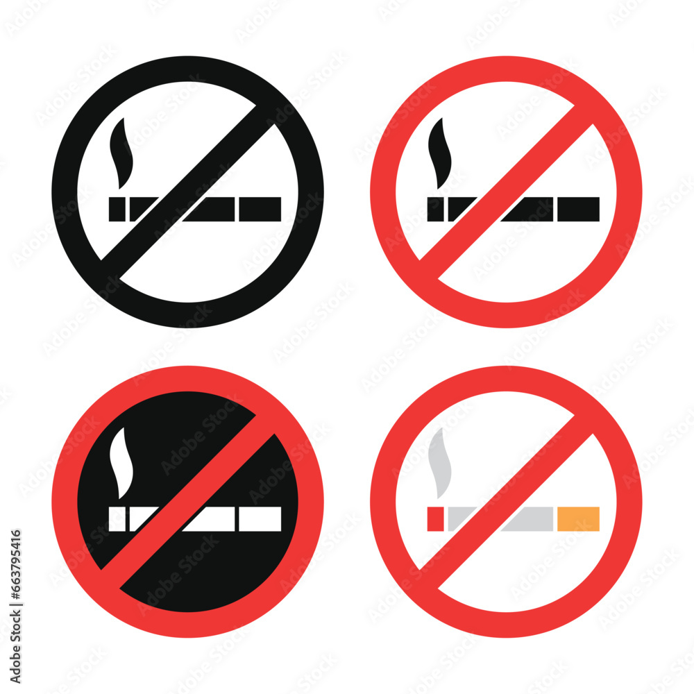 No Smoking Sign Set on White Background. Vector No Smoking Sign Set on White Background. Vector