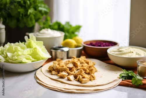 ingredients for making shawarma displayed on table