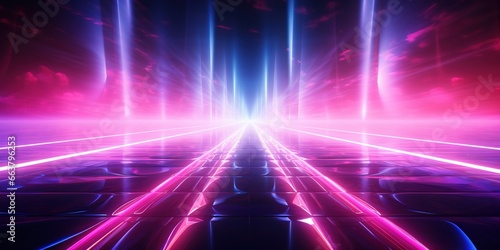 Abstract background with high - speed pink and neon lights symbolizing connection, fidelity and constancy photo