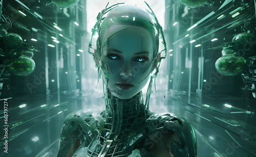 AI cyber woman robot photo