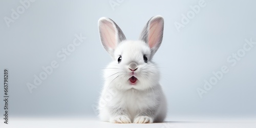 Cute animal pet rabbit or bunny white color smiling and laughing isolated with copy space for easter background  rabbit  animal  pet  cute  fur  ear  mammal