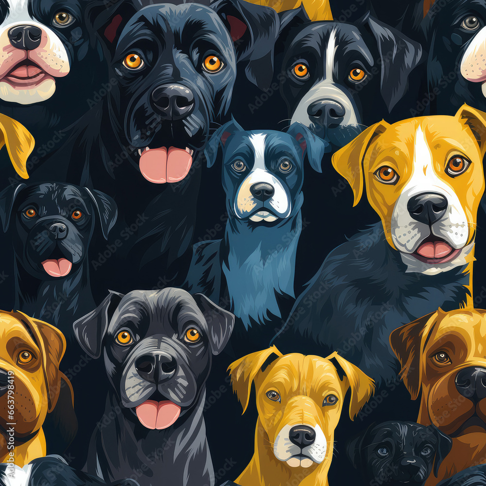 Boxer dogs breed animal cartoon repeat pattern