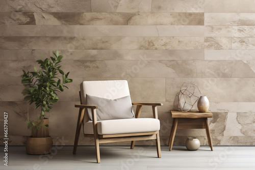 wooden chair and decoration, Generative AI