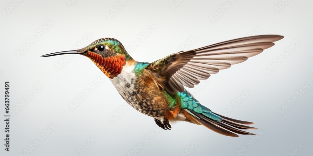 Obraz premium Hummingbird in Flight isolated on white background