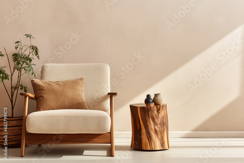 wooden chair and decoration, Generative AI