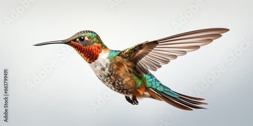 Hummingbird in Flight isolated on white background