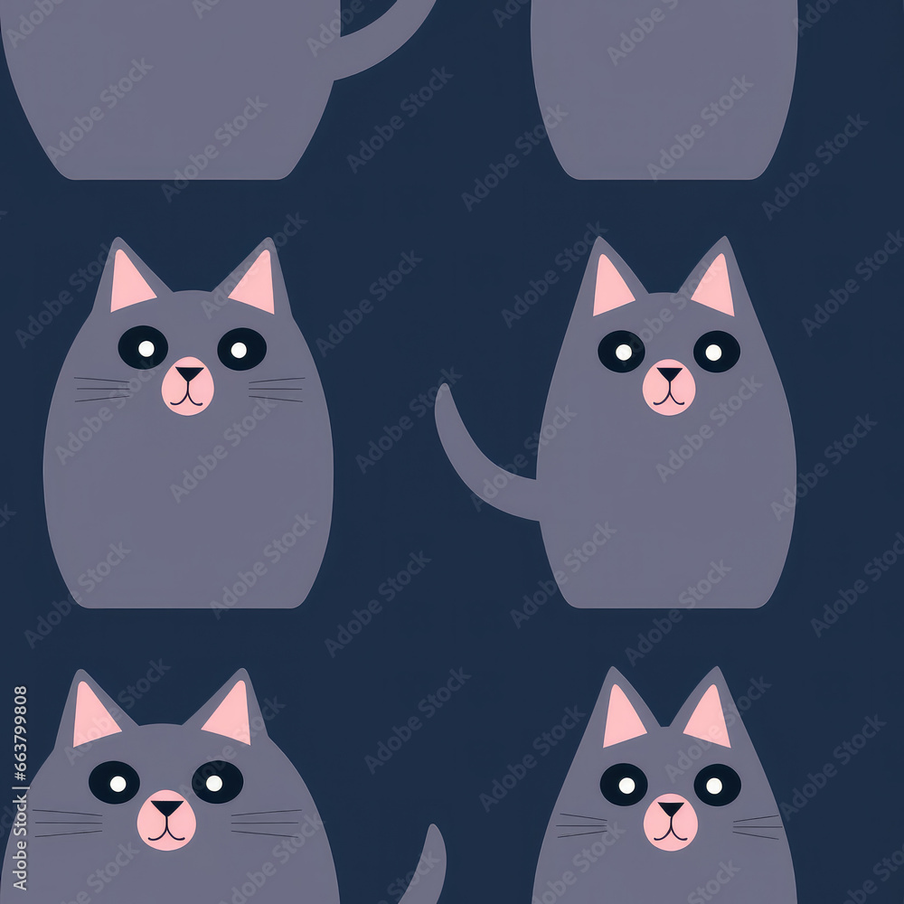 British shorthair cats breed cute cartoon repeat pattern