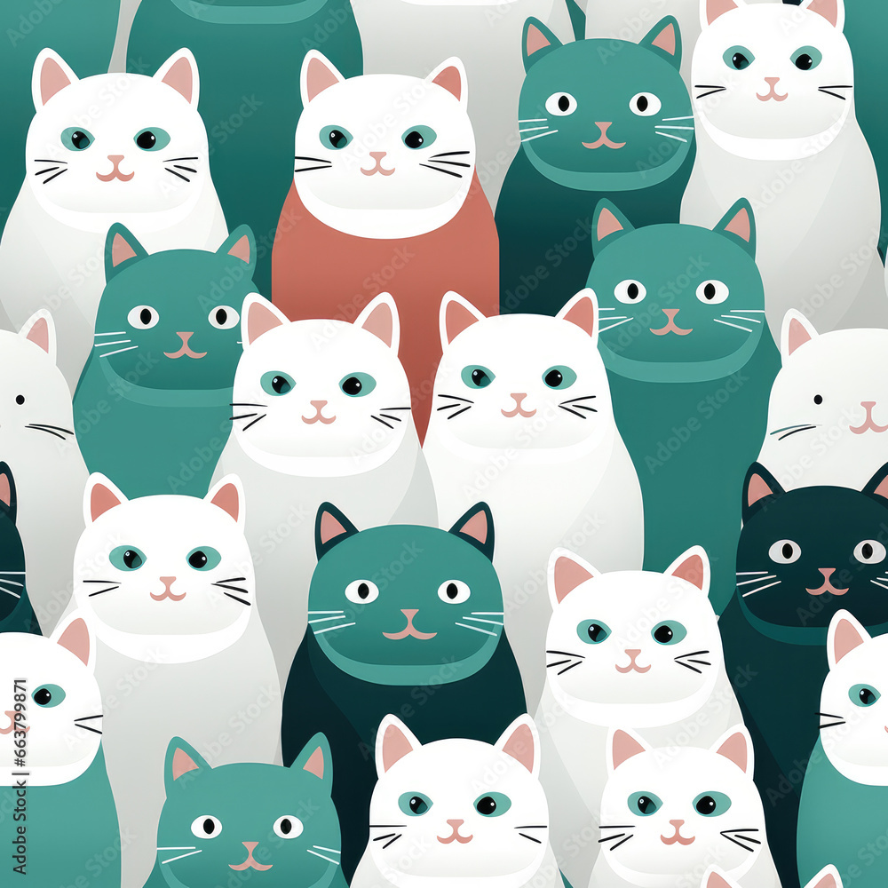 Fototapeta premium British shorthair cats breed cute cartoon repeat pattern