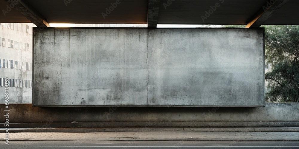 Mockup of blank black signboard on concrete wall in city. Mockup of blank black signboard on concrete wall in city.