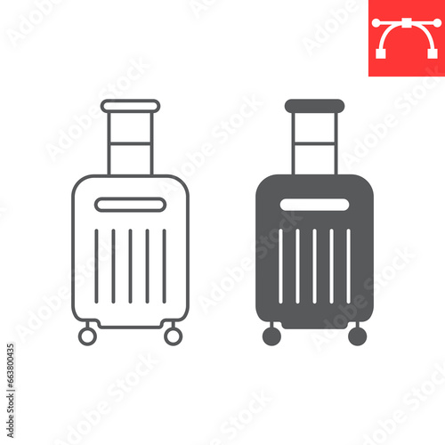 Luggage line and glyph icon, baggage and tourism, suitcase vector icon, vector graphics, editable stroke outline sign, eps 10.