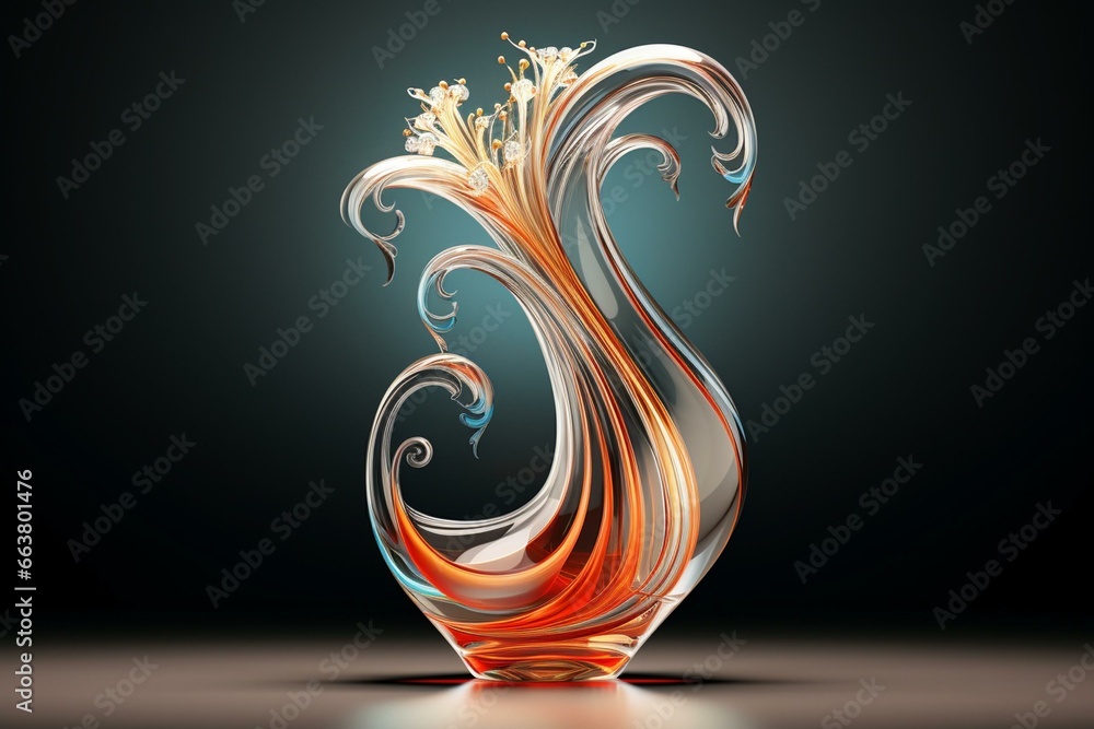 Elegant vase on clear backdrop. Computer-generated artwork. Generative AI - obrazy, fototapety, plakaty 