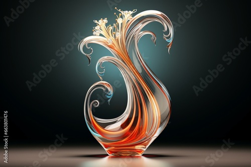 Elegant vase on clear backdrop. Computer-generated artwork. Generative AI photo