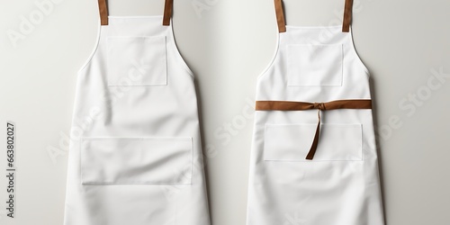 White blank apron, apron mockup on white background.