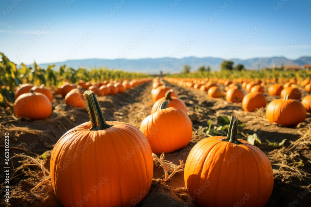 AI generative images of fresh pumpkins at the pumpkin patch on autumn concept AI generative images of fresh pumpkins at the pumpkin patch on autumn concept