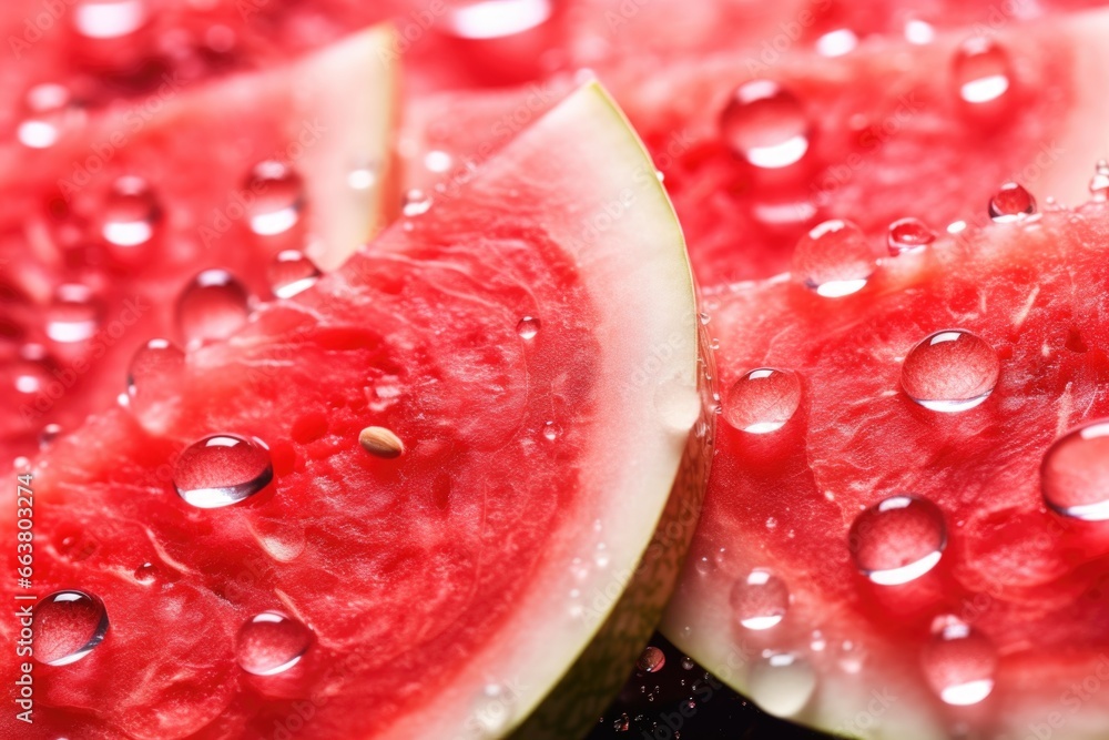 chilled watermelon slices with pool water droplets on them chilled watermelon slices with pool water droplets on them
