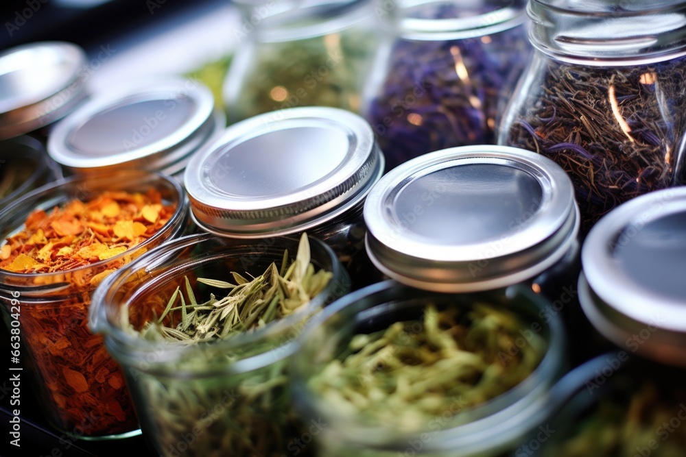 a close-up of herbal teas, touted as smoking substitutes - obrazy, fototapety, plakaty 
