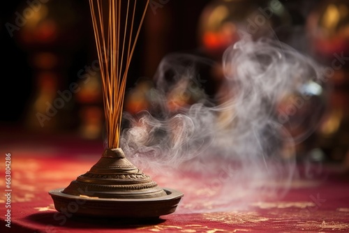 close-up of smoke rising from burning incense