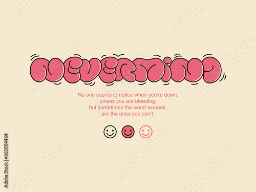 Fotografie Hand drawn nevermind text with smile icon