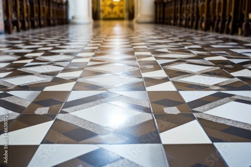 focus on the details of a beautifully tiled synagogue floor