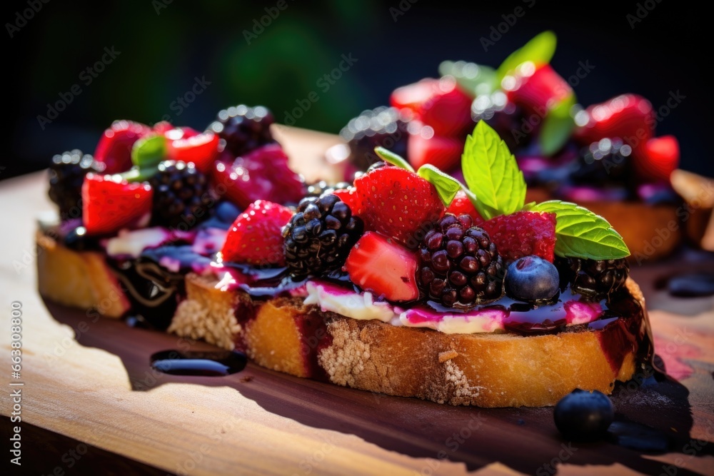 mixed berry bruschetta bathed in natural sunlight mixed berry bruschetta bathed in natural sunlight
