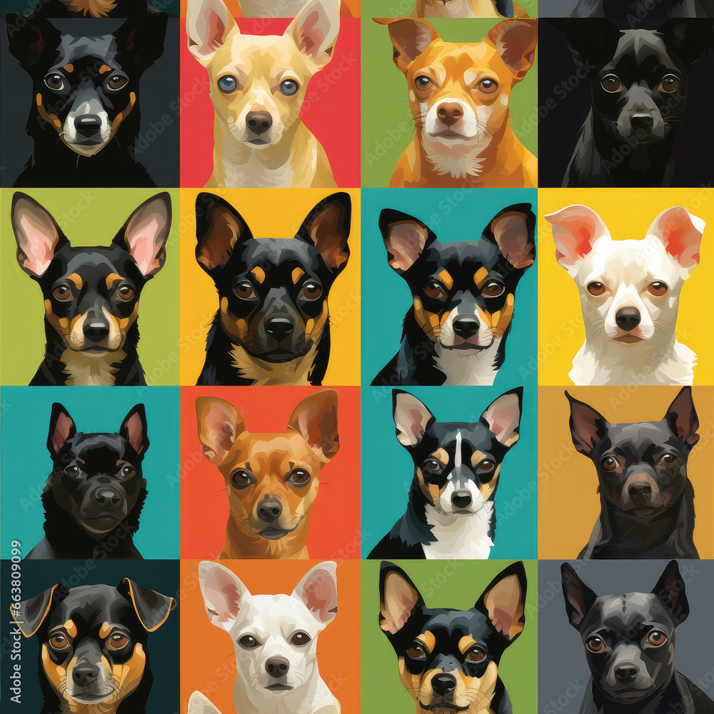 Chihuahuas dogs breed cute cartoon repeat pattern Chihuahuas dogs breed cute cartoon repeat pattern