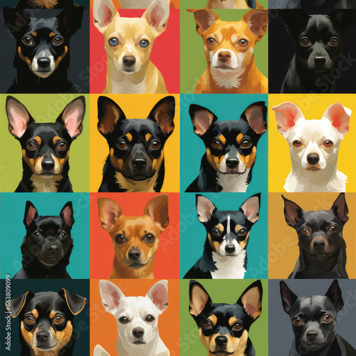 Chihuahuas dogs breed cute cartoon repeat pattern