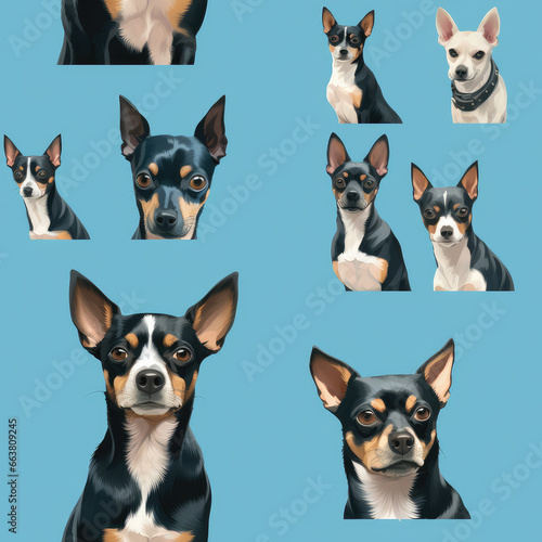 Chihuahuas dogs breed cute cartoon repeat pattern