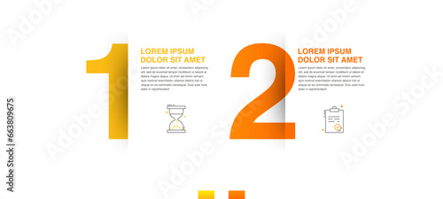 Modern vector flat illustration. Line infographic numbers template with two elements, icons. Timeline designed for business, presentations, web design, interface, diagrams with 2 steps
