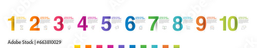 Modern vector flat illustration. Line infographic numbers template with 10 elements, icons. Timeline designed for business, presentations, web design, interface, diagrams with ten steps
