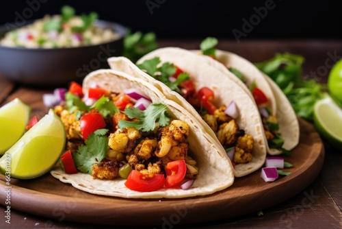 vegetarian taco filling of spicy roasted cauliflower