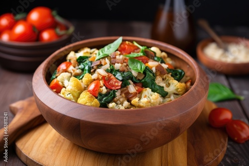 Wallpaper Mural roasted cauliflower risotto served in a wooden bowl Torontodigital.ca