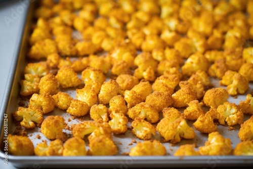 a baking tray full of fresh out of the oven, golden-brown cauliflower