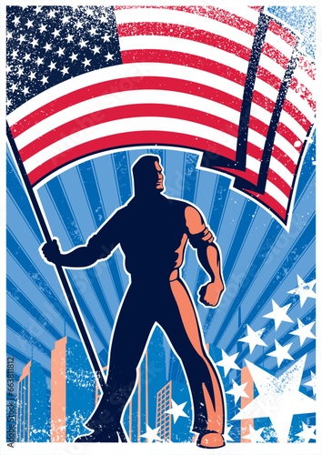 USA Flag Bearer Poster