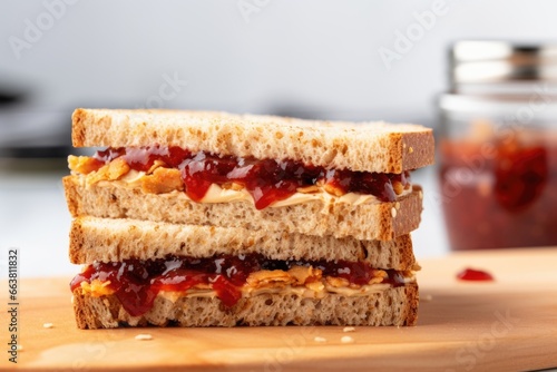 peanut butter and jelly sandwich on tasty sourdough