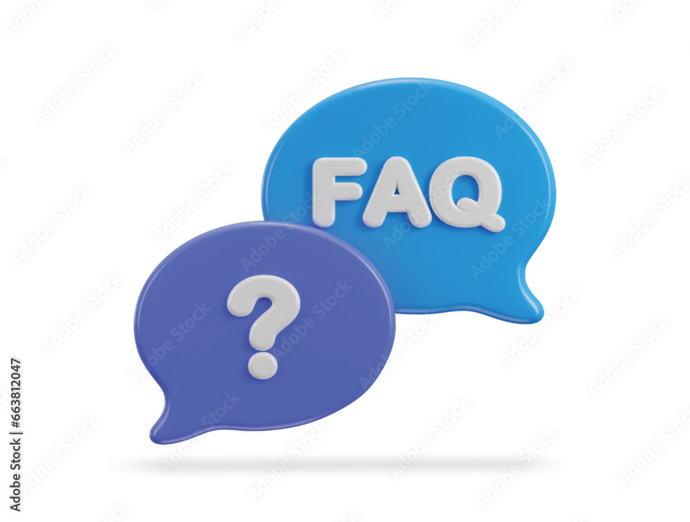 3d speech bubble with FAQ icon vector illustration 3d speech bubble with FAQ icon vector illustration
