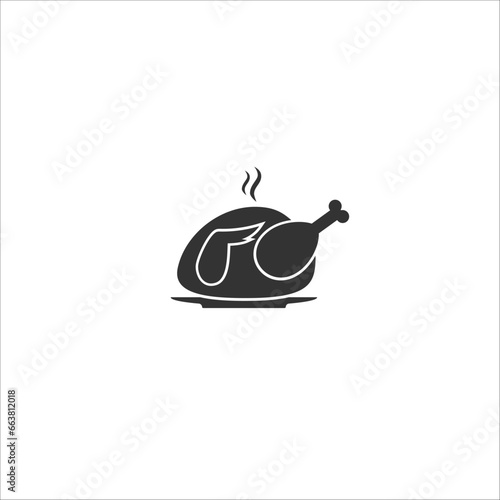 Roast chicken icon. Vector flat illustration