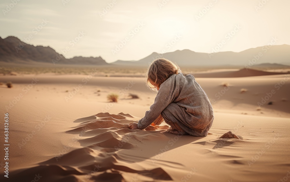 Photo of child in a sand desert