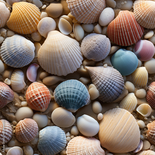 Seashells on a beach repeat pattern