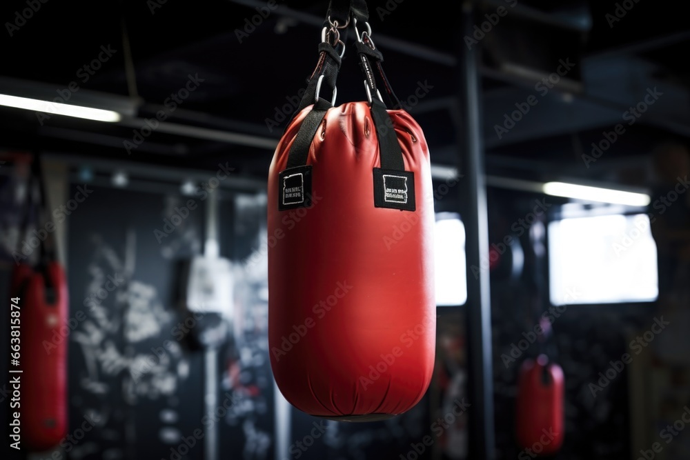 boxing gloves hung on a punch bag