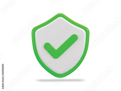 Right mark with protect shield 3d verified icon